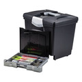 File Folders | Storex 61523U01C 14 in. x 11.25 in. x 14.5 in. Letter Files Portable File Box with Drawer - Black image number 2
