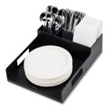 Breakroom Supplies | Mind Reader PSNAPUT-BLK 15.2 in. x 11.5 in. x 4.45 in. Network Collection Utensil, Napkin and Plate Countertop Plastic Organizer - Black image number 2