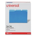 File Folders | Universal UNV10501EE 1/3 Cut Tab Letter Size Deluxe Colored Top Tab File Folders - Blue/Light Blue (100/Box) image number 0