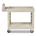 Just Launched | Rubbermaid Commercial FG450088BEIG 17.13 in. x 38.5 in. x 38.88 in. 500 lbs. Capacity 2 Shelves Plastic Heavy-Duty Utility Cart with Lipped Shelves - Beige image number 1
