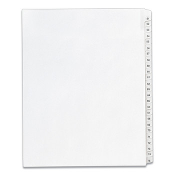 Avery 01703 11 x 8.5 Allstate Style Preprinted Legal Exhibit Side 51 to 75 Tab Index Dividers - White (25-Pieces/Set)