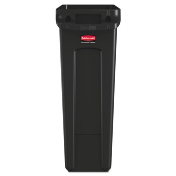 TRASH CANS | Rubbermaid Commercial FG354060BLA Slim Jim Receptacle W/venting Channels, Rectangular, Plastic, 23gal, Black