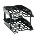Desktop Organizers | Deflecto 63304 SuperTray 11 in. x 14.88 in. x 2.5 in. 2 Sections Letter to Legal Size Files Countertop Tray Set - Black (1-Set) image number 0