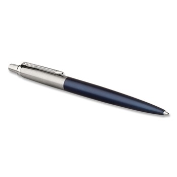  | Parker 1953186 1 mm Medium Jotter Retractable Ballpoint Pen - Blue Ink, Royal Blue/Chrome Barrel