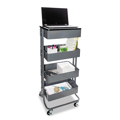 Office Filing Cabinets & Shelves | Vertiflex VF51025 15.25 in. x 11 in. x 18.5 in. to 39 in. Adjustable Multi-Use Storage Cart and Stand-Up Workstation - Gray image number 0