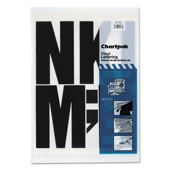  | Chartpak 01184 6 in. Tall Press-On Vinyl Self-Adhesive Uppercase Letters - Black Characters (38/Pack)