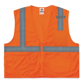 Ergodyne 21047 GloWear 8210Z Class 2 Economy Mesh Vest Polyester Orange 2X-Large/3X-Large