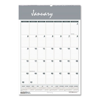 House of Doolittle 333 15.5 in. x 22 in. 12-Month (Jan-Dec 2026) Bar Harbor Recycled Wirebound Monthly Wall Calendar - White/Blue/Gray Sheets