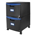 Office Filing Cabinets & Shelves | Storex 61314U01C 14.75 in. x 18.25 in. x 26 in. 2-Legal/Letter File Drawer Mobile Filing Cabinet - Black/Blue image number 1