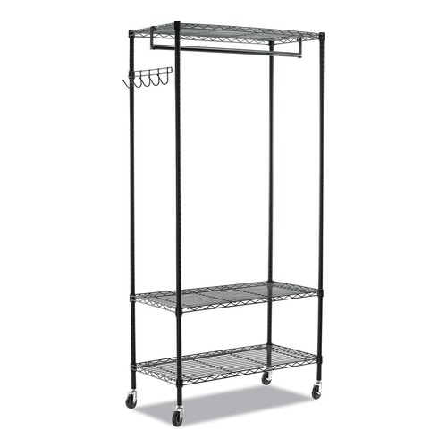 Alera | Alera ALEGR364818BL 48 in. W x 18 in. D x 75 in. H 40 Garments Wire Shelving Garment Rack - Black image number 0