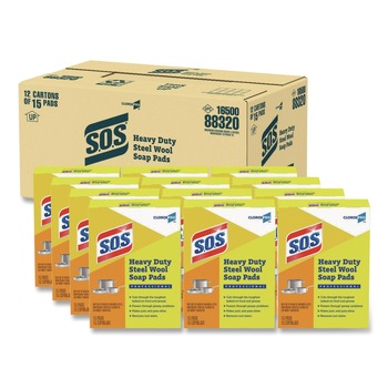 | S.O.S. 88320 2.4 in. x 3 in. Steel Wool Soap Pads (15 Pads/Box 12 Boxes/Carton)