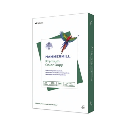Copy & Printer Paper | Hammermill 10254-1 Premium Color Copy 28 lbs. 11 in. x 17 in. Print Paper - 100 Bright White (500/Ream) image number 0