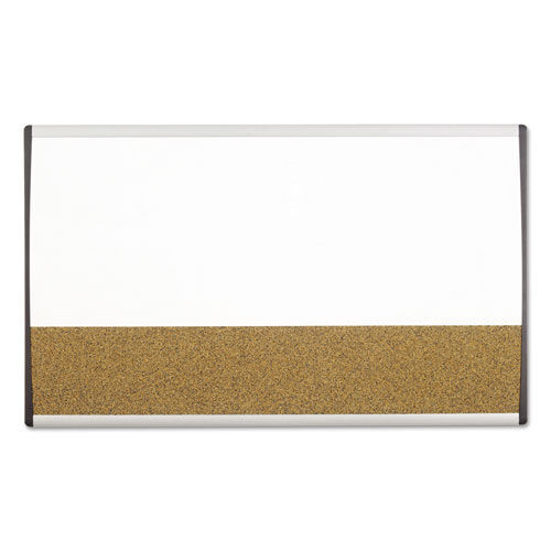 Bulletin Boards | Quartet ARCCB3018 30 in. x 18 in. ARC Frame Cubicle Combo Dry Erase/Cork Bulletin Board - Tan/White Surface/Satin Aluminum Frame image number 0
