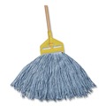 Mops | Rubbermaid Commercial FGF51700BL00 20 oz. 1 in. Headband Cut-End Blend Cotton/Synthetic Mop Head - Blue (12/Carton) image number 3