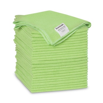 CLEANING CLOTHS | Boardwalk 2164037 16 in. x 16 in. Microfiber Cleaning Cloths - Green (24/Pack)