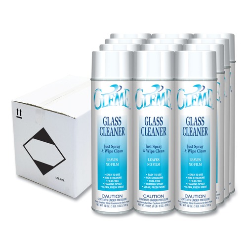 Glass Cleaners | Claire CL050 19 oz. Aerosol Spray Gleme Glass Cleaner - Fresh Scent (12/Carton) image number 0