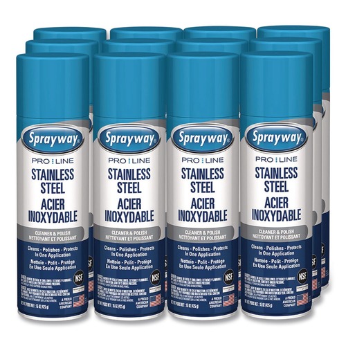 Furniture Cleaners | Sprayway PRO LINE 1000058639 15 oz Stainless Steel Cleaner and Polish (12/Carton) image number 0