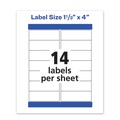 Labels | Avery 05522 Waterproof 1.33 in. x 4 in. Address Labels for Laser Printers - White (14/Sheet, 50 Sheets/Pack) image number 3