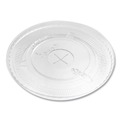 Cups and Lids | Karat C-KC107TS Plastic Flat PET Lids with Straw Slot Fits 32 oz. Cold Cups - Clear (500/Carton) image number 1