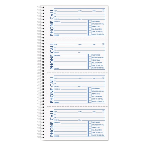 Just Launched | TOPS 4002 Two-Part Carbonless 5 in. x 2.75 in. Spiralbound Message Book (400 Forms/Book) image number 0