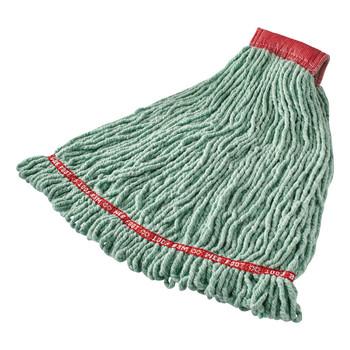 Rubbermaid Commercial FGA25306GR00 5 in. Red Headband Web Foot Shrinkless Looped-End Cotton/Synthetic Wet Mop Head - Large, Green