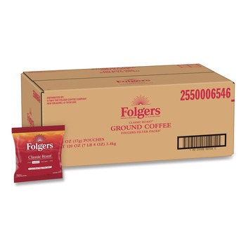 COFFEE | Folgers 2550006546 0.6 oz. Classic Roast Ground Coffee Filter Packs (200/Carton)