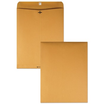 Quality Park QUA37910 12 in. x 15.5 in. No. 110 28 lbs. Bond Weight Kraft Square Flap Clasp/Gummed Closure Clasp Envelope - Brown Kraft (100/Box)