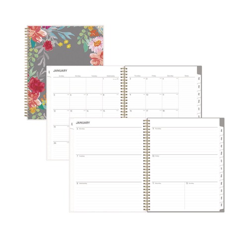 Notebooks & Pads | Blue Sky 140087 11 in. x 8.5 in. 12-Month (Jan to Dec): 2026 Sophie Frosted Weekly/Monthly Planner - Floral Artwork, Multicolor Cover image number 0