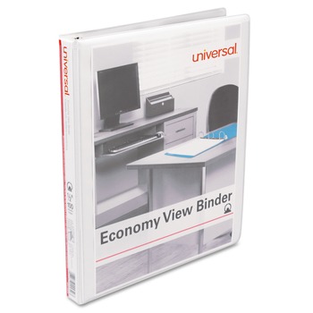 BINDERS AND BINDING SUPPLIES | Universal UNV20952 3 Ring 0.5 in. Capacity Economy Round Ring View Binder - White