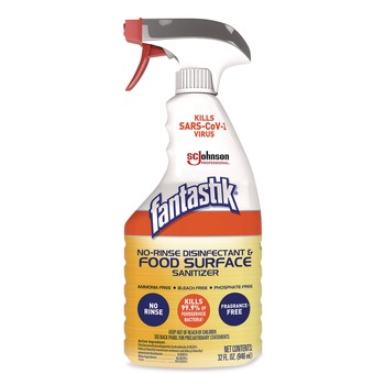 Fantastik 354125 32 oz No Rinse Disinfectant and Food Surface Sanitizer - Unscented (8/Carton)