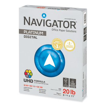  | Navigator NPL1120 99 Bright 20 lbs. Bond Weight 8.5 in. x 11 in. Platinum Paper - White (10/Carton)