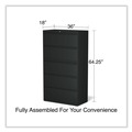 Office Filing Cabinets & Shelves | Alera 25497 36 in. x 18.63 in. x 67.63 in. 5 Lateral File Drawer - Legal/Letter/A4/A5 Size - Black image number 5