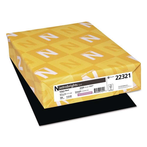 Cover & Cardstock | Astrobrights 22321 8.5 in. x 11 in. 24 lb Bond Weight Color Paper - Eclipse Black (500-Sheets/Ream) image number 0