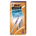 Pens | BIC GSMG11-PE Round Stic Grip Xtra Comfort Medium 1.2 mm Stick Easy-Glide System Ballpoint Pen - Purple Ink/Gray/Purple Barrel (1-Dozen) image number 1