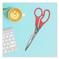 Back to School Sale | Westcott 40618 8 in. Long 3.5 in. Cut Length Value Line Stainless Steel Shears - Offset Red Handle image number 5