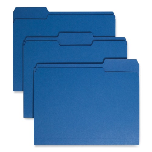 File Folders | Smead 13193 1/3-Cut Tabs Assorted Letter Size 0.75 in. Expansion Colored File Folders - Navy Blue (100/Box) image number 0