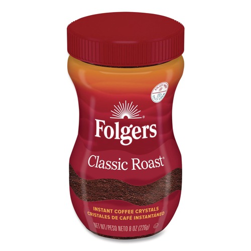 Coffee | Folgers 2550020629 8 oz Jar Medium Instant Coffee Crystals - Classic Roast image number 0