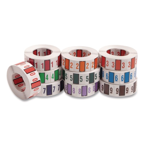 File Folders | Smead 67380 1 in. x 1.25 in. 0-9 Numerical End Tab File Folder Labels - White (1/Box) image number 0