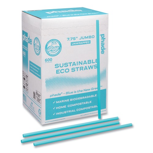Cutlery | phade 511203 7.75 in. Marine Biodegradable Straws - Ocean Blue (6000/Carton) image number 0