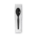 Cutlery | Dixie TM5W540 Grab&rsquo;N Go Wrapped Cutlery Teaspoons - Black (90/Box, 6 Box/Carton) image number 0