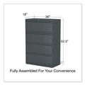 Office Filing Cabinets & Shelves | Alera 25495 36 in. x 18.63 in. x 52.5 in. 4-Drawer Lateral File - Charcoal image number 6