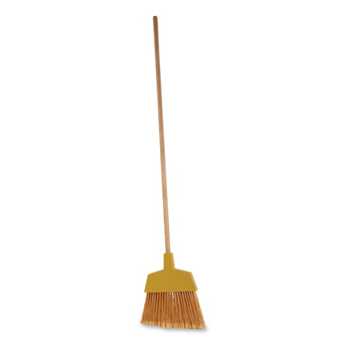 Brooms | Boardwalk BWK932ACT Plastic Bristle Angler Brooms with 53 in. Wood Handle - Yellow (12/Carton) image number 0