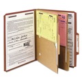 File Folders | Smead 14079 6 SafeSHIELD Fasteners 2 Dividers Letter Size 6-Section Pressboard Top Tab Pocket Classification Folders - Red (10/Box) image number 2