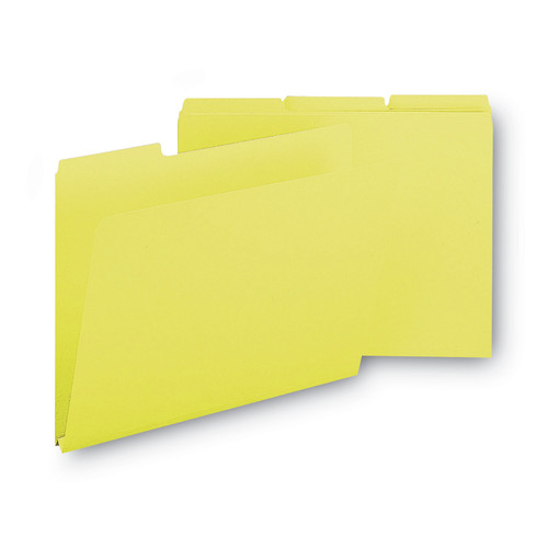 File Folders | Smead 21562 1/3-Cut Tabs Assorted Letter Size 1 in. Expansion Recycled Heavy Pressboard Folders - Yellow (25/Box) image number 0