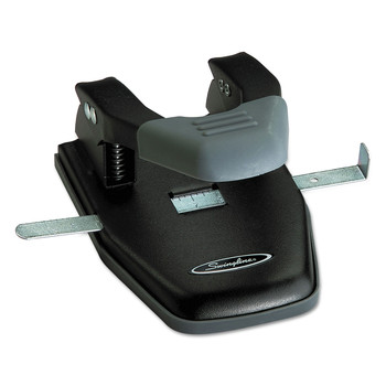 Swingline A7074050D 1/4 in. Holes 28-Sheet Comfort Handle Steel Two-Hole Punch - Black/Gray