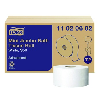 Tork 11020602 3.48 in. x 751 ft. Septic Safe, 2-Ply Advanced Jumbo Bath Tissue - White (12 Rolls/Carton)