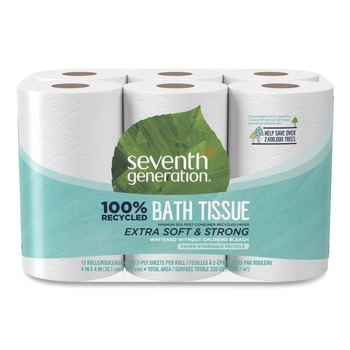  | Seventh Generation 13733 100% Recycled 2-Ply Bathroom Tissue - White (240 Sheets/Roll, 12 Rolls/Pack)
