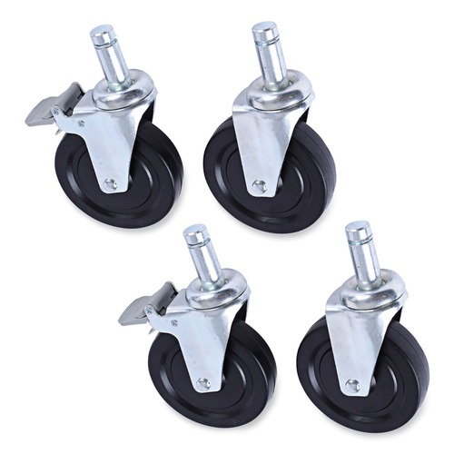 Just Launched | Alera ALESW590004 5 in. Wheel Grip Ring Stem Optional Casters for Wire Shelving - Black (4/Set) image number 0