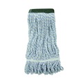  | Boardwalk BWK552 Rayon/Polyester Wide Floor Finish Mop Head - Medium, White/Blue (12/Carton) image number 2