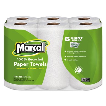  | Marcal 6181 2 Ply 5-1/2 in. x 11 in. 100% Premium Recycled Kitchen Roll Towels (24/Carton)